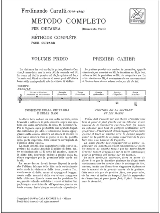 Metodo Completo Per Chitarra Vol. 1 - Ferdinando Carulli - Partition